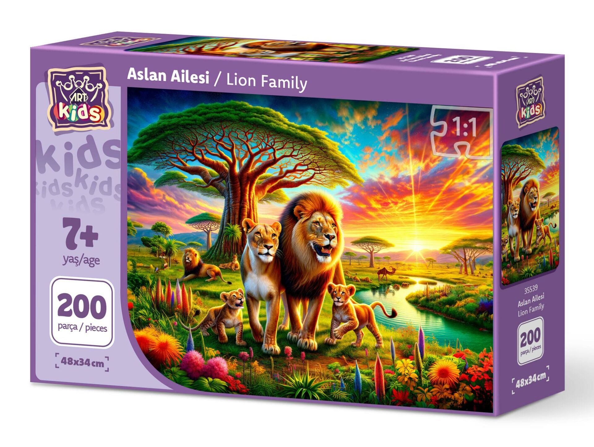 Art Çocuk Aslan Ailesi 200 Parça Puzzle