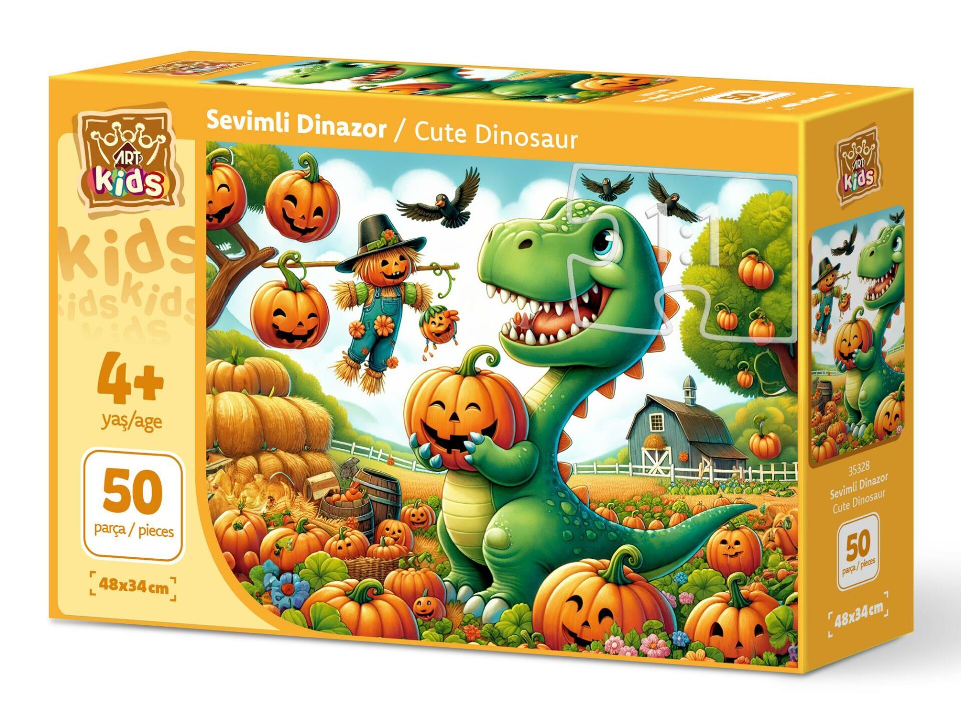 Art Çocuk Sevimli Dinazor 50 Parça Puzzle