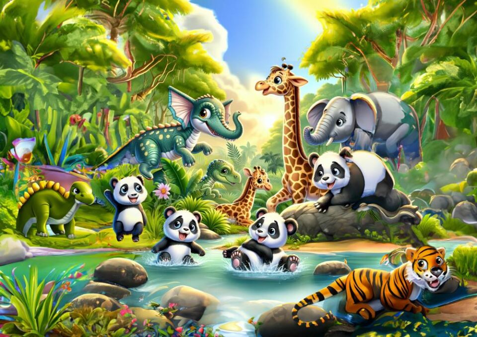 Art Çocuk Pandaların Banyo Keyfi 50 Parça Puzzle