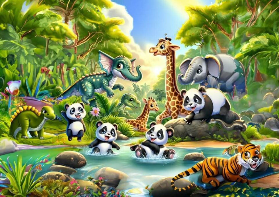 Art Çocuk Pandaların Banyo Keyfi 50 Parça Puzzle