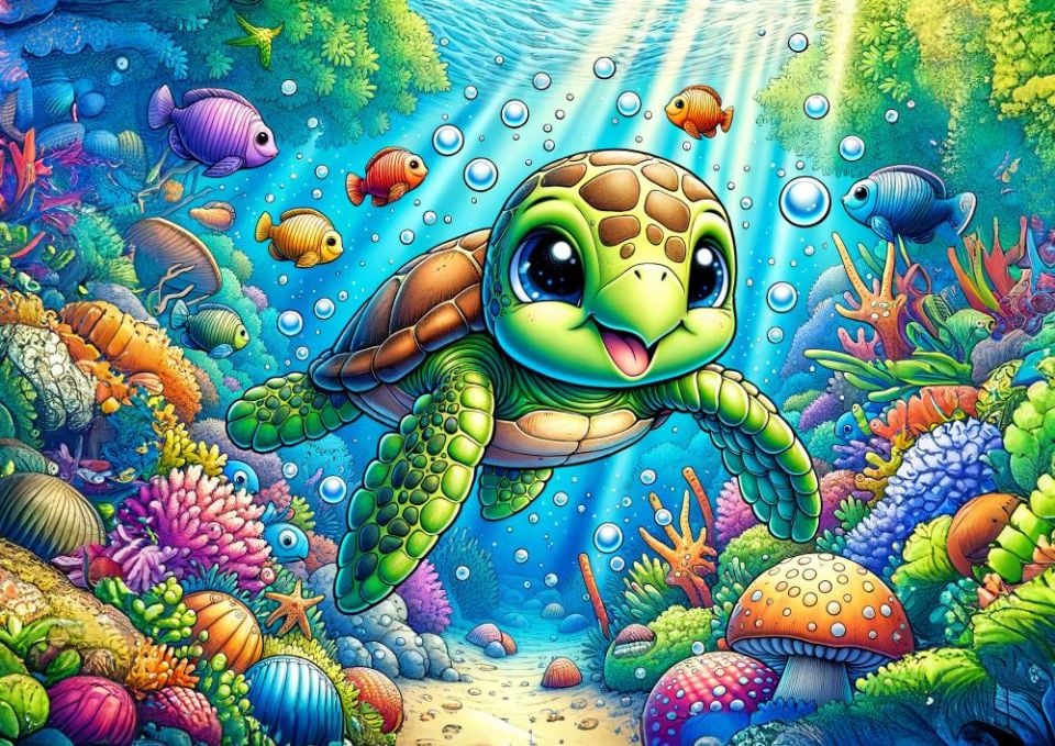 Art Çocuk Sevimli Deniz Kaplumbağası 25 Parça Puzzle