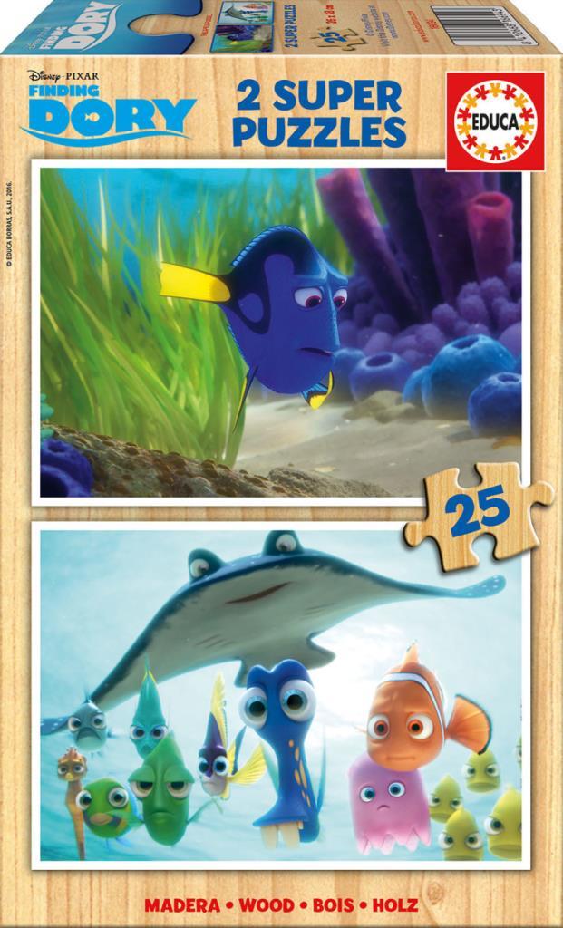 Educa Puzzle Dory, Disney 2 X 25 Parça Ahşap Puzzle