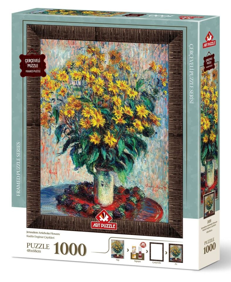 Art Puzzle Kudüs Enginar Çiçekleri, Claude Monet 1000 Parça Çerçeveli Puzzle