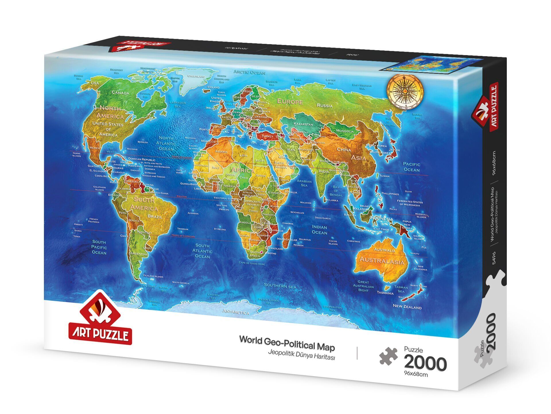 Art Puzzle Jeopolitik Dünya Haritası 2000 Parça Puzzle