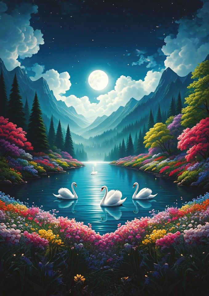 Art Puzzle Ay Işığında Kuğular Gölü 500 Parça Puzzle
