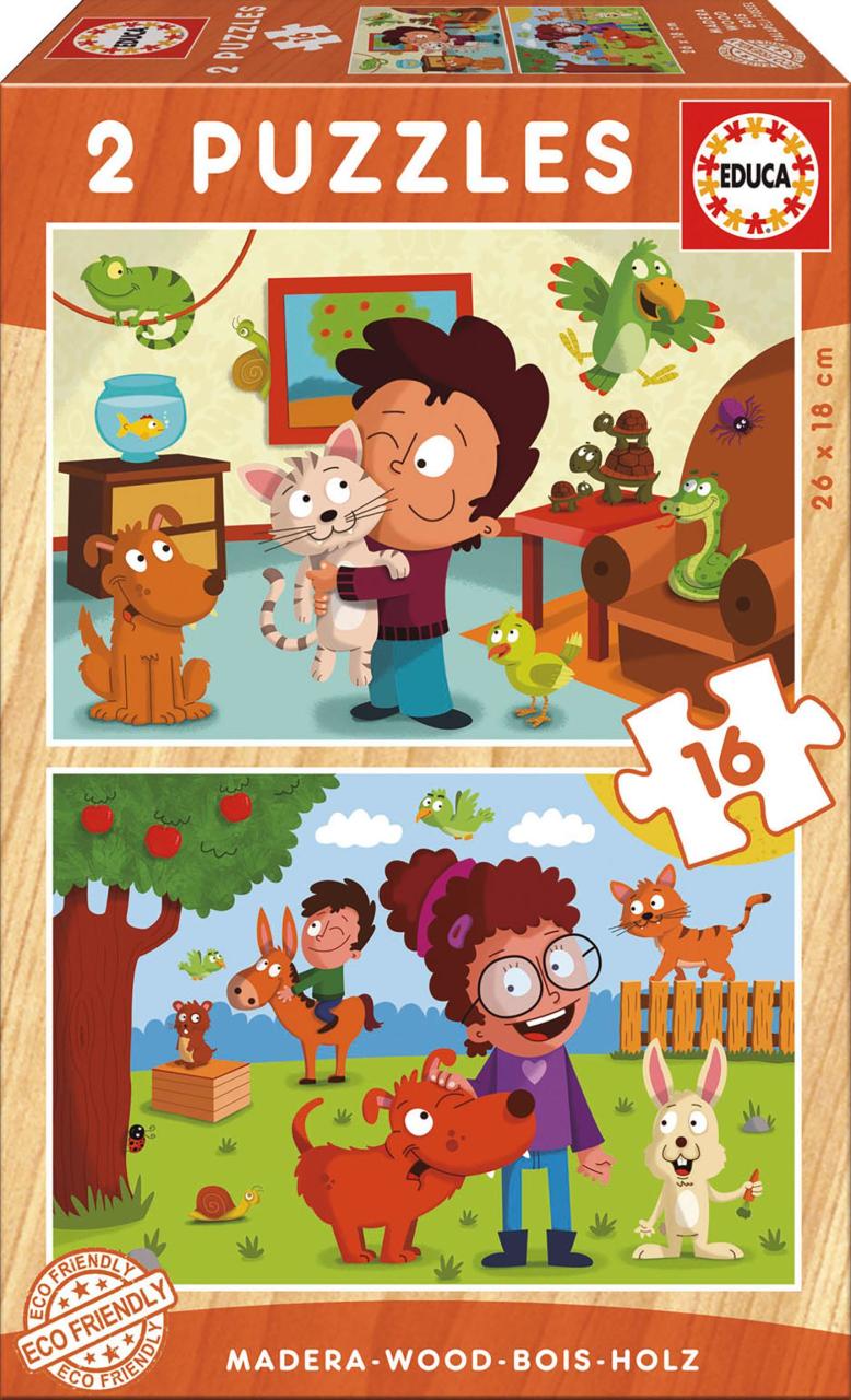 Educa Puzzle Pets 2 X 16 Parça Ahşap Puzzle