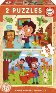 Educa Puzzle Pets 2 X 16 Parça Ahşap Puzzle