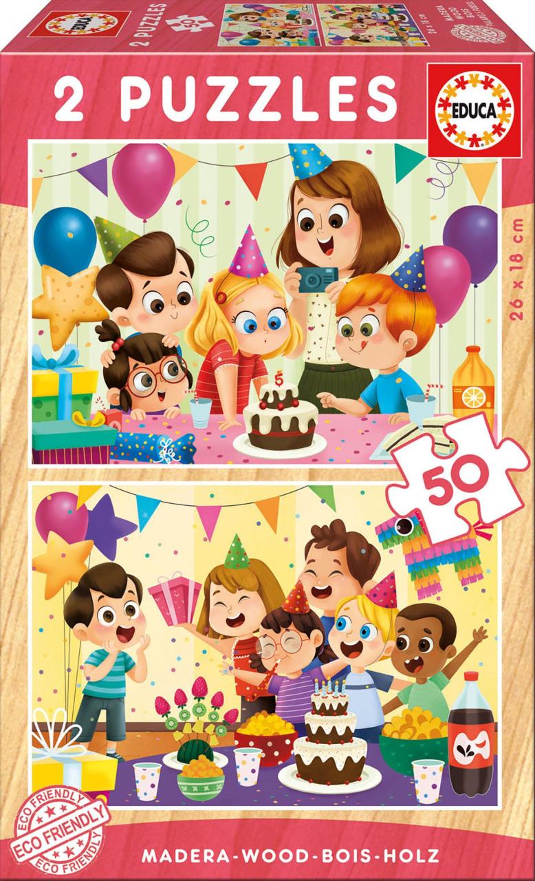 Educa Puzzle Birthday Party 2 X 50 Parça Ahşap Puzzle