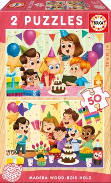 Educa Puzzle Birthday Party 2 X 50 Parça Ahşap Puzzle