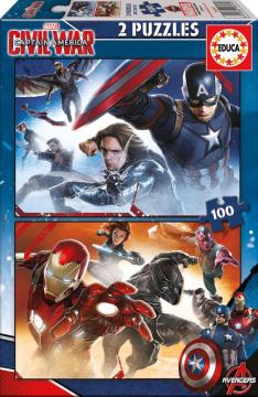 Educa Puzzle Captain America, Marvel 2 X 100 Parça