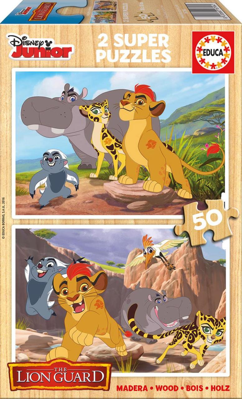 Educa Puzzle Lion Guard 2 x 50 Parça Ahşap Puzzle