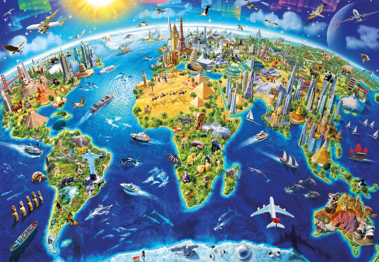 Educa Puzzle World Landmarks Globe 2000 Parça Puzzle