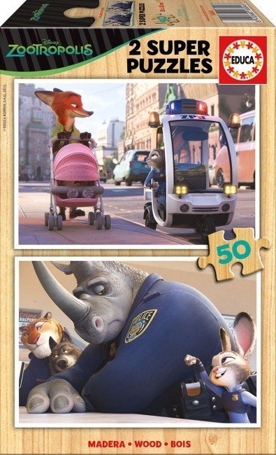 Educa Puzzle Zootropolis, Disney 2 X 50 Parça Ahşap Puzzle