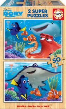 Educa Puzzle Dory, Disney 2 X 50 Parça Ahşap Puzzle