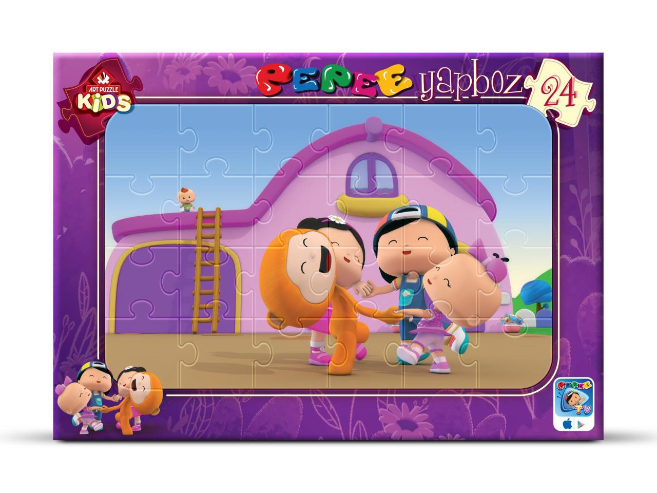 Art Çocuk Frame Puzzle Pepee Kutu Kutu Pense Oynuyor 24 Parça Puzzle