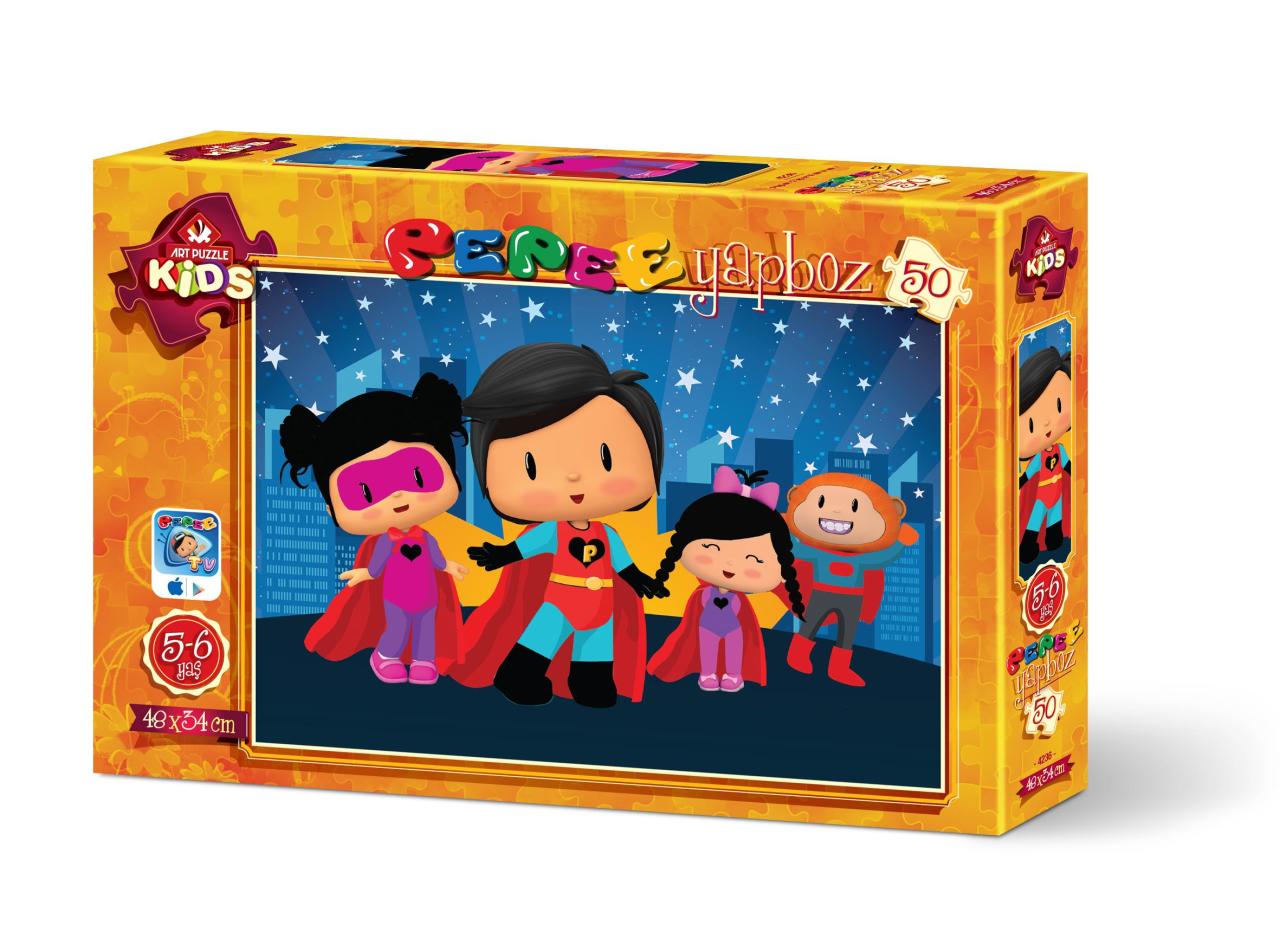 Art Çocuk Puzzle Pepee Süper Kahraman 50 Parça Puzzle