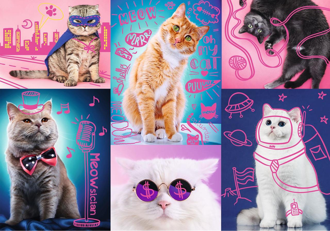 Trefl Puzzle Super Cats 1000 Parça Neon Puzzle