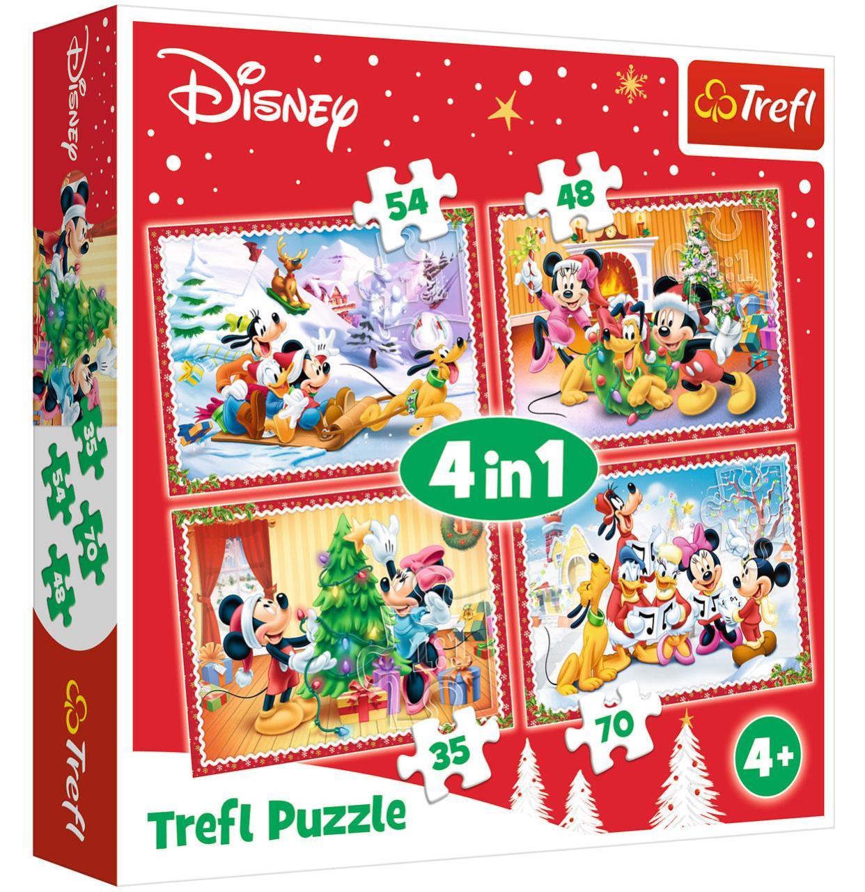 Trefl Puzzle Christmas Time, Disney Standard Characters 4 in 1 Puzzle (35+48+54+70 Parça)