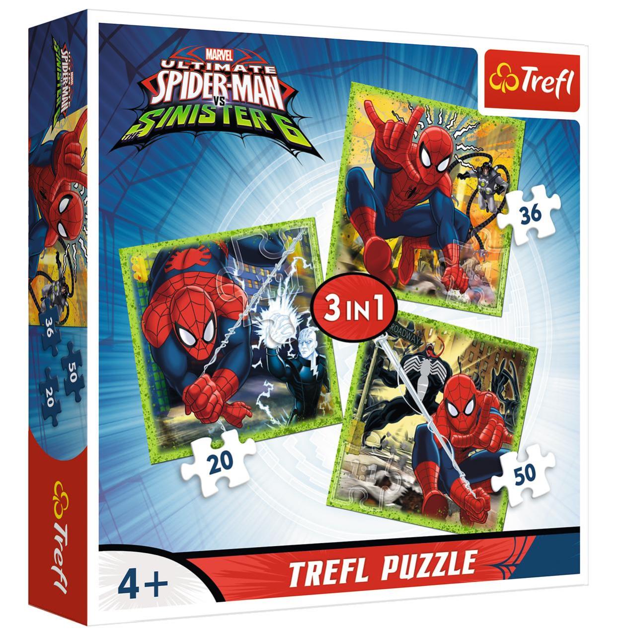 Trefl Puzzle Spidermans's World 3'lü 20+36+50 Parça Yapboz