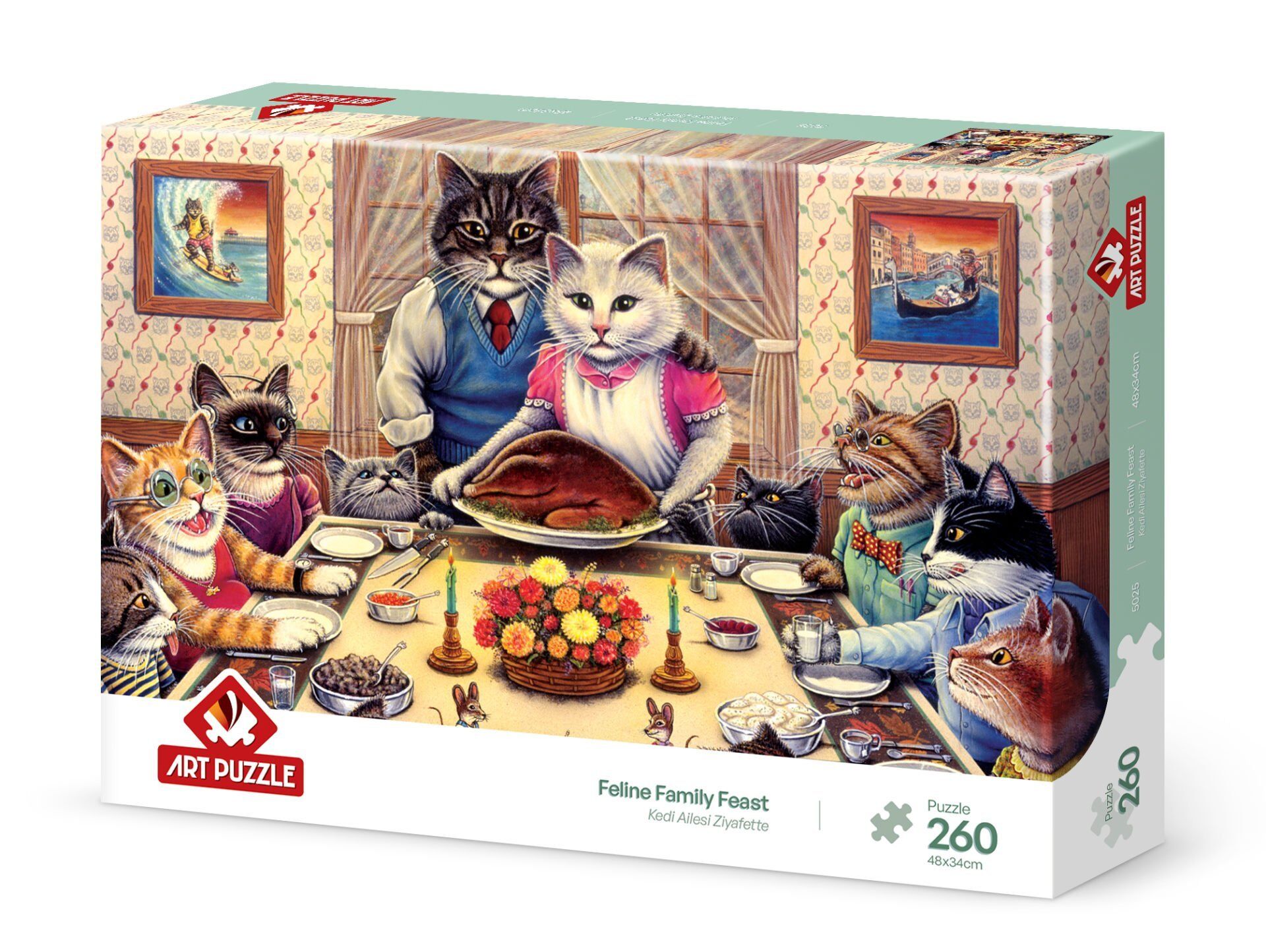 Art Puzzle Kedi Ailesi Ziyafette 260 Parça Puzzle