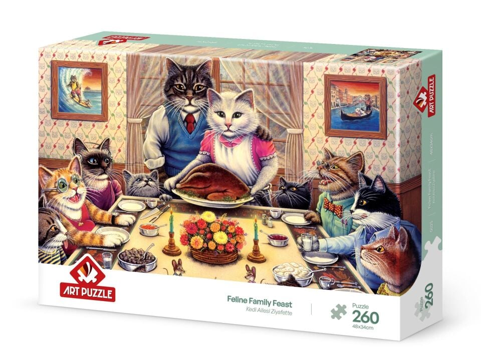 Art Puzzle Kedi Ailesi Ziyafette 260 Parça Puzzle