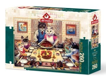 Art Puzzle Kedi Ailesi Ziyafette 260 Parça Puzzle