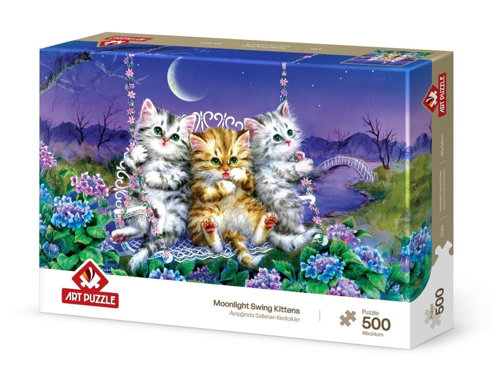 Art Puzzle Ayışığında Sallanan Kedicikler 500 Parç