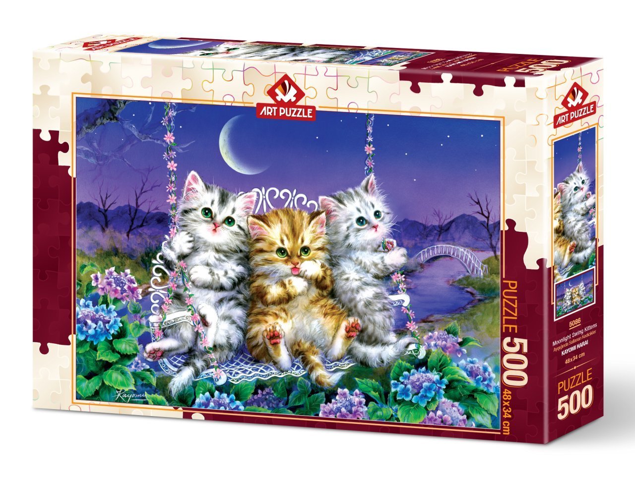 Art Puzzle Ayışığında Sallanan Kedicikler 500 Parç