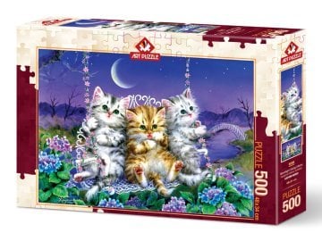 Art Puzzle Ayışığında Sallanan Kedicikler 500 Parç