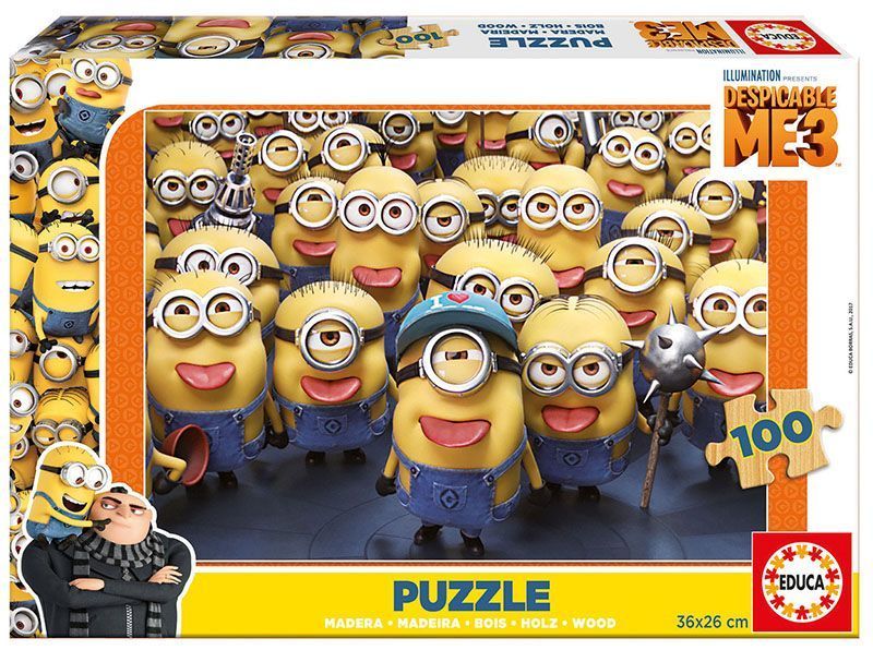 Educa Puzzle Minions 3, Disney 100 Parça Ahşap Puzzle