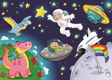 Art Puzzle Astronot ve Mini Pegasus 2'li 24+35 Parça Yapboz