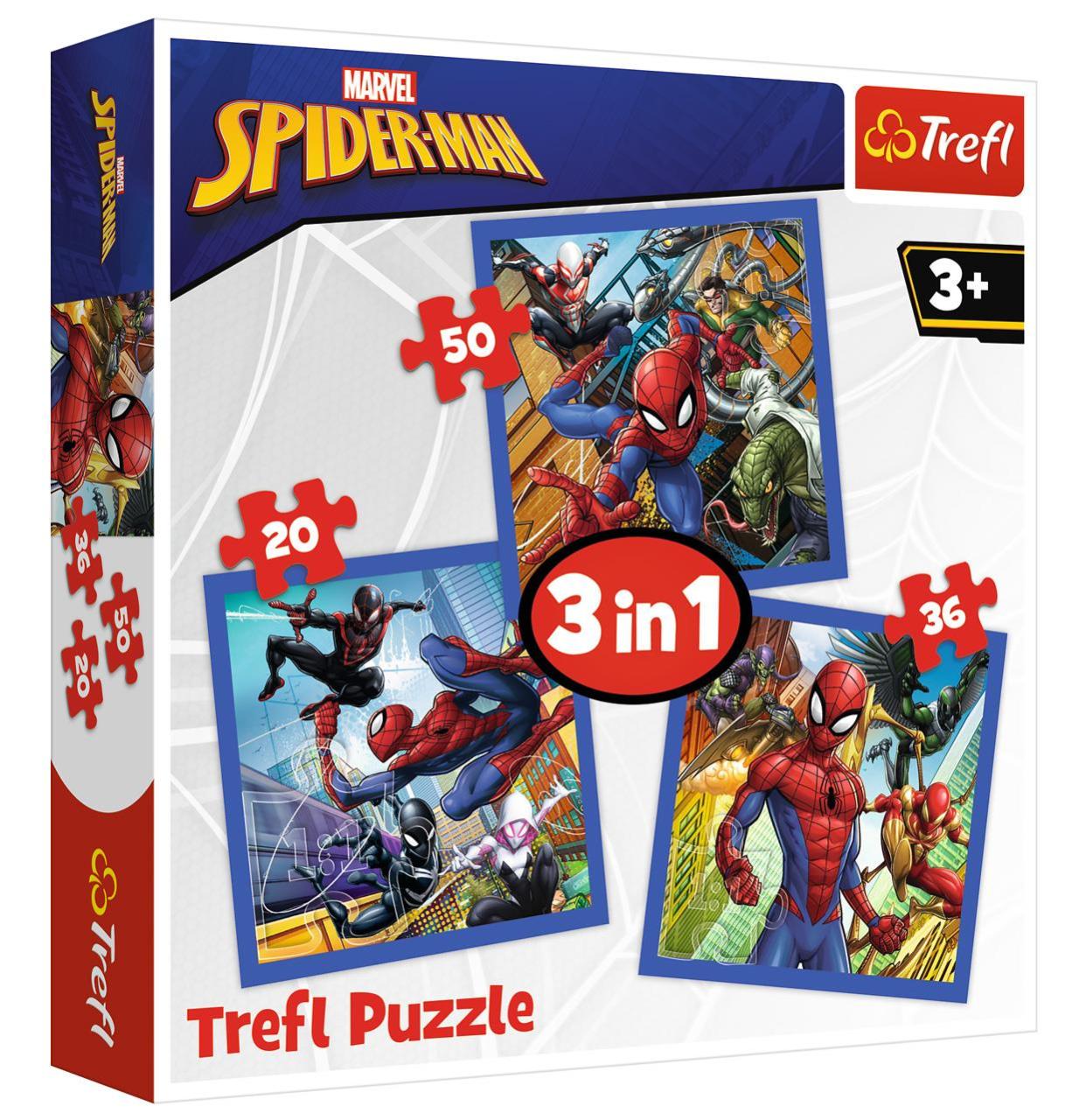 Trefl Puzzle Spider Force Spiderman 3'lü 20+36+50 Parça Yapboz