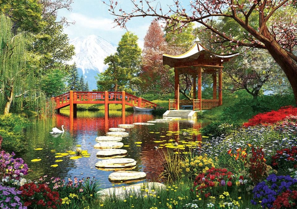 Yappuzz Çiçekli Göl 1000 Parça Puzzle