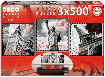 Educa Puzzle Big Cities 3 X 500 500 Parça Puzzle